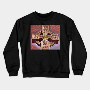 Celtic Cross Tombstone Statue - orange Crewneck Sweatshirt